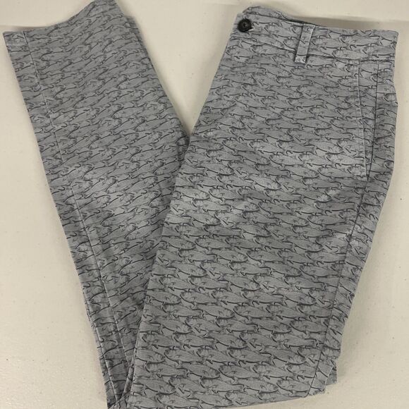 New Men's Vineyard Vines Fish All over Print Graphic Sz 32/32 Summer Lake Gray